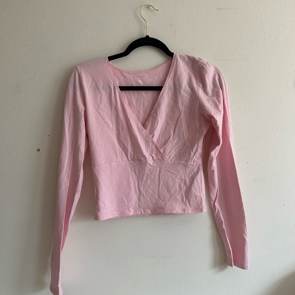 Hollister V Neck Long Sleeve Tops (Light Pink and Sage Green) DUO - Picture 3 of 4